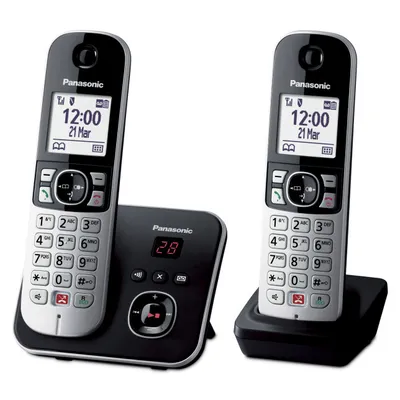 Image de Panasonic KX-TG6862JTB Téléphone DECT sans fil 2 combinés avec répondeur Noir Argent