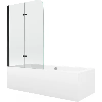 Obrázok produktu pre Mexen Cube obdĺžniková vaňa 180 x 80 cm s obkladom a 2-krídlovou zástenou 80 cm, transparentnéné, čierna - 550518080X9008027000