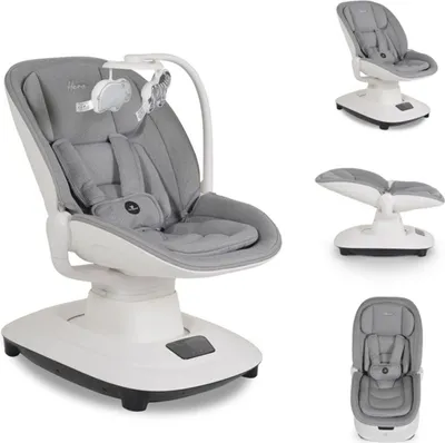 Produktbild von Cangaroo Babywippe Hera elektrisch, Musik, Moskitonetz, 360-Grad-Drehung, Timer hellgrau