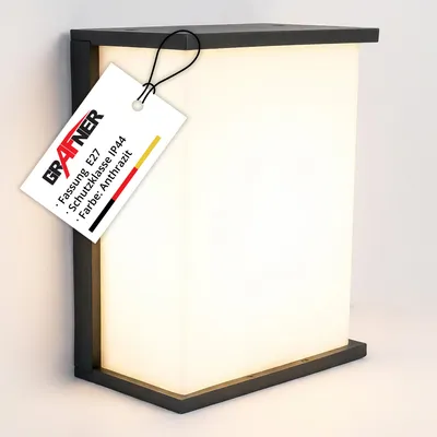 Produktbild von Grafner Aluminium Wandlampe anthrazit, IP44, 2x E27 Fassung, ideal für smarte LED-Leuchtmittel, pulverbeschichtet, Wandleuchte eckig Wand Lampe Außen Außenwandleuchte 2 flammig spritzwassergeschützt