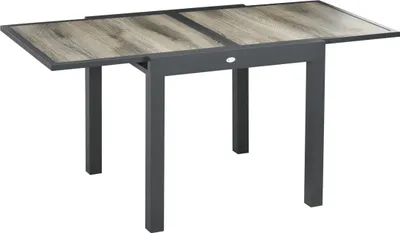Obrázek produktu pro Zahradní stůl, rozkládací, snadná údržba, hliníkový rám, dřevěný vzhled, 160 x 80 x 75 cm