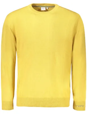 Produktbild von Gelber Herrenpullover mit Rundhalsausschnitt und Stickerei