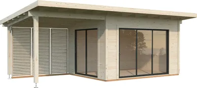 Produktbild von Palmako Premium Gartenhaus Grace 11,2+8,2  m² Slide Plus - 56 mm naturbelassen
