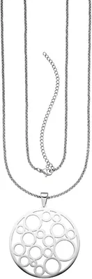 Produktbild von Lange Halskette Collier aus Edelstahl mit Anhänger Kreis-Muster Halsschmuck 80cm