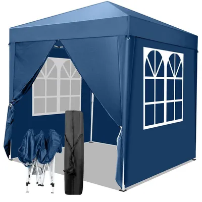 Produktbild von Faltpavillon 2x2 m Blau Wasserdicht UV Schutz 50+ 420D Oxford mit 4 Seitenteilen