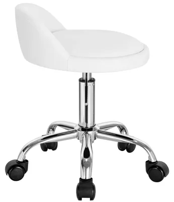 Immagine prodotto di Sedia da ufficio girevole, con altezza regolabile da 53 a 65,5 cm, dotata di rotelle, schienale basso, imbottita e rivestita in pelle bianca
