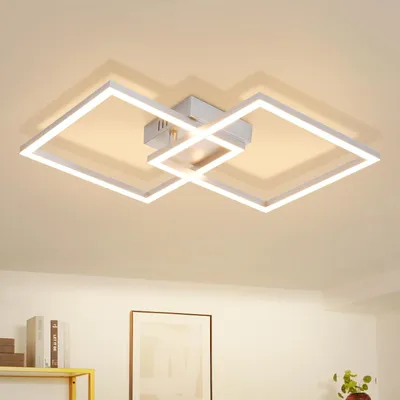 Produktbild von ZMH Deckenlampe LED Deckenleuchte Schlafzimmer 24W Wohnzimmerlampe 3000K Warmweiß Küchenlampe Silber Drehbar Schlafzimmerlampe Eckig Deckenleuchten