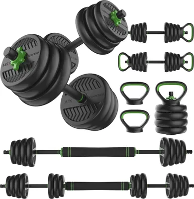 Produktbild von Tunturi Hantel- und Kurzhanteln Vinyl - Hantelset 28 kg - Hantelstange mit Gewichten - Langhantelset - Schraubverschluss 30 mm - Rutschfester Griff