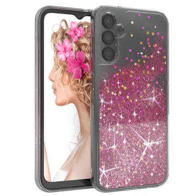 Produktbild von EAZY CASE - Glitzer Hülle kompatibel mit  Samsung Galaxy A14 5G Glitzer Schutzhülle, Soft Case, Backcover Transparent mit Motiv