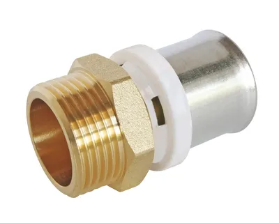 Produktbild von SOMATHERM FOR YOU – Gerades Pressfitting für Mehrschichtrohre Ø 26 – gerade, Außengewinde 20/27 (3/4")
