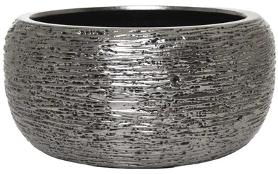 Produktbild von VIVANNO Blumentopf Fiberglas POTTA Rund, Titanonyx mit Muster - 44x21 cm