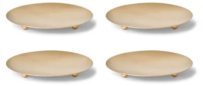 Productafbeelding van Novaliv 4-delige set kersttafelonderzetters, decoratieve schotels, goud, met 3 poten, diameter 12 cm. Adventskrans kaarsenhouder, tafeldecoratie voor stompkaarsen, kaarsenpinnen, metaal, kerst, kaarsenhouder, kerst