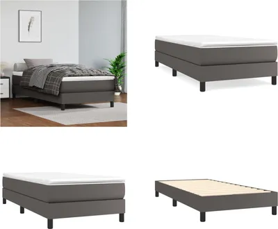 Image de vidaXL Lit boxspring Gris 90x200 cm simili-cuir - Lit boxspring - Lits - Meubles de chambre à coucher