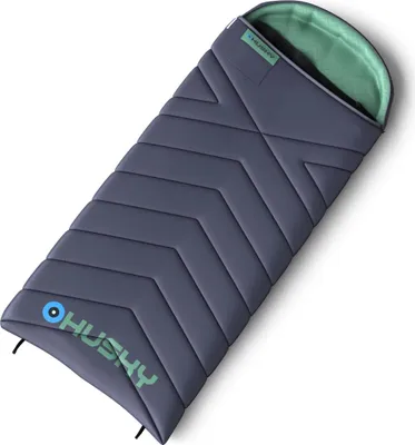 A sleeping bag is shown lying flat on a white background.