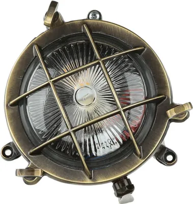 Produktbild von Außenleuchte Wand Messing Riffelglas Ø 14 cm IP44 Maritim rostfrei G9 Wandlampe Haus Hof Balkon Garten