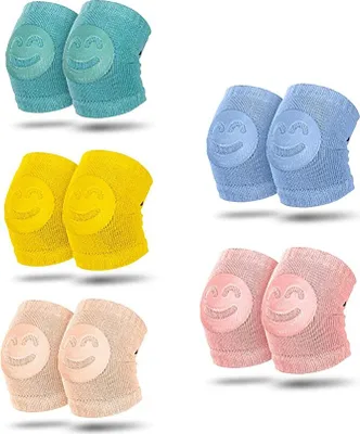 Produktbild von Knieschoner Baby Krabbeln, 5 Paar Baby Knieschoner Krabbelhilfe mit Gummi Anti-Rutsch knieschoner für 0-24 Monate Babys