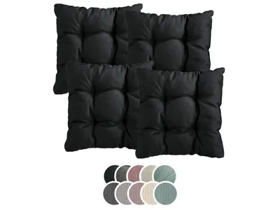 Produktbild von XDREAM 4er Set Stuhlkissen | 38 x 38 x 6 cm | schwarz | Sitzkissen für Garten, Küche und Esszimmer