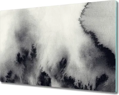 Produktbild von Herd-Abdeckplatte Glas Schneidebrett Ceranfeld-Abdeckung - 80x52 cm - Dunkle Tuschkunst