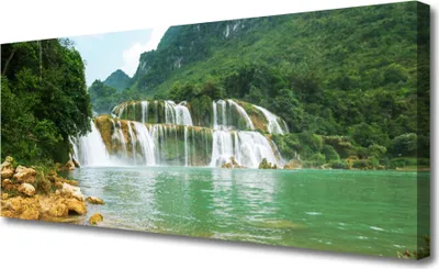 Produktbild von Tulup Leinwand-Bilder 125x50 Wandbild Canvas Kunstdruck Wald Wasserfall Landschaft