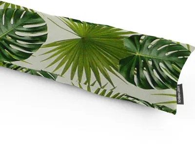 Produktbild von SCHÖNER LEBEN. Zugluftstopper Digitaldr. Palmen Blätter weiß grün Auswahl 130cm Länge