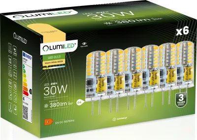 Produktbild von LUMILED LED Lampen G4 6er Set Leuchtmittel 4W = 30W 3000K Warmweiß 380lm 360° 12V AC/DC Mini kleine Birne Energiesparende kein Flackern SMD