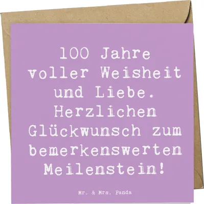 Produktbild von Mr. & Mrs. Panda Grußkarte Spruch 100. Geburtstag - Lavendeltraum - Geschenk, Gratulation, faltkarte, doppelkarte, Feier, Dankbarkeit, Alles gut zum, feiern, Erinnerungen