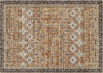 Produktbild von SucceBuy Flächenteppich 2743x3658 mm, Kurzflor, waschbar und rutschfest, Vintage-Stil für Wohnzimmer, Schlafzimmer, Kinderzimmer, Büro, Braungrün