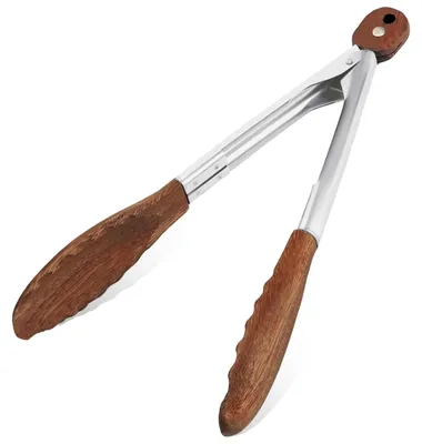 Produktbild von Holzkohlegrillzange aus Walnussbaumholz, 30 cm, für Küche und Grill