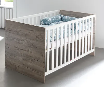 Produktbild von Babybett Bente 70 x 140 cm 4x höhenverstellbar Weiß / Eiche Sand
