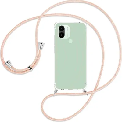 Produktbild von Handykette Backcover-Schutzhülle mit Band (Metall silberfarben) für Xiaomi Redmi A1 Plus (220733SFG) - rose peach