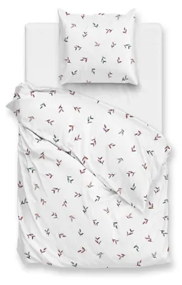Productafbeelding van Zohome Sienna beddengoedset - 135x200 cm – Katoensatijn – Hoogwaardige beddengoed met motief – Zacht – Ademend en huidvriendelijk – Inclusief kussensloop van 80x80 cm – Wit