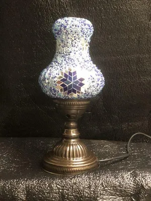 Produktbild von Handgemachte blaue Peervorm-Tischlampe, türkische Mosaiklampe, orientalische Dekolampe für gemütliche Atmosphäre