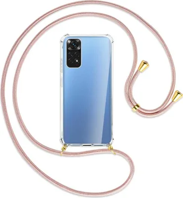 Produktbild von Handykette Backcover-Schutzhülle mit Band (Metall goldfarben) für Xiaomi Redmi Note 11S 4G - roségold