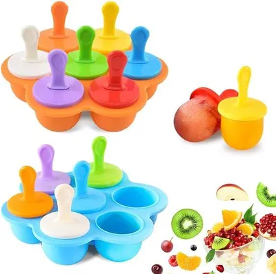 Produktbild von Famanu Silikon-Eisformen Set mit 7 Formen und Sticks - BPA-frei