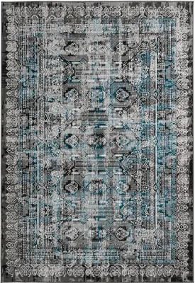 Produktbild von Qiyano orientalischer Teppich für Wohnzimmer Used Look moderne Ornamente blau, 160 x 230 cm