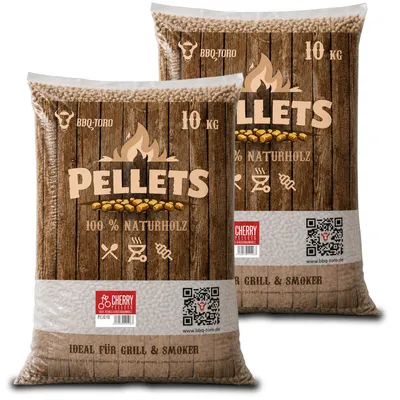 Immagine prodotto di Pellet BBQ-Toro Cherry al 100% di legno di ciliegio, 20 kg; pellet di ciliegio per barbecue, affumicatori, pellet per barbecue