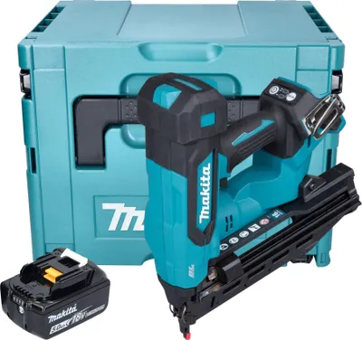Image de Cloueuse à tête plate sans fil Makita DBN 610 T1J 18 V 32 - 64 mm Brushless + 1 batterie 5,0 Ah + Makpac - sans chargeur