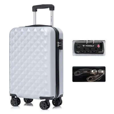 Produktbild von yonsly Premium Reisekoffer TSA-Schloss,YKK-Reißverschluss Hartschalen-Koffer Trolley Kabinenkoffer Rollkoffer Suitcase Handgepäck (Silber, M)