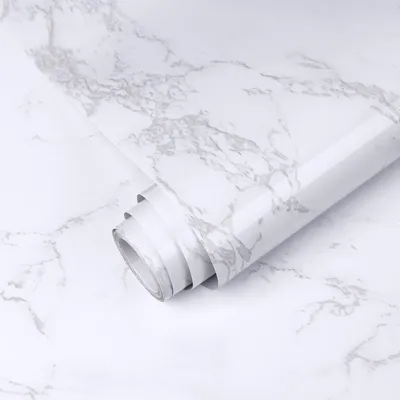 Produktbild von Selbstklebende Wandfolie, weißes Marmor – Marmor-Kontaktfolie, 60x300 cm – Vinylfolie – Einfach anzubringen – Geeignet für Küche/Schlafzimmer – Natürliche Textur