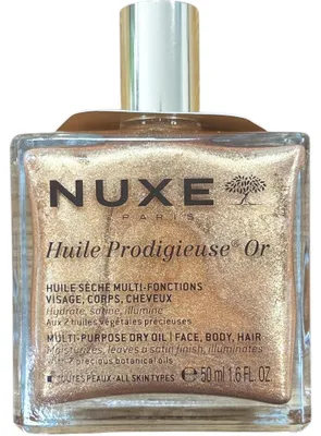 Zdjęcie produktu dla NUXE Shimmering Dry Oil Huile Prodigieuse, Masło, Kobiety, Lśniące, Uniwersalne, 50 ml, Olej arganowy, Olej Camellia, Olej makadamia