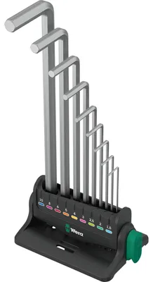 Produktbild von 950/9 Hex-Plus 8 Winkelschlüsselsatz, 9-teilig (chrom, mit Halteclip und Wandhalter)