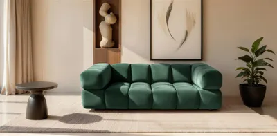 Productafbeelding van Bank Designersofa BLANCHE, 3-zits, bekleed met stof Bluvel in de kleur flessengroen