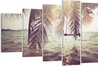 Produktbild von Bild auf Leinwand - Leinwandbild - Meer Palme Wasser - 150x100cm - Wand Bild - Wanddeko - Leinwanddruck - Bilder - Kunstdruck - Wanddekoration - Leinwand bilder - Wandkunst - EG150x100-3634