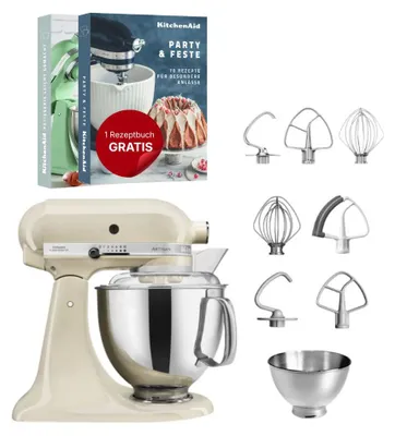 Produktbild von KitchenAid 4,8 L 5KSM175 Artisan Küchenmaschine inkl. Edelstahl-Werkzeugen Crème