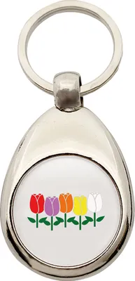 Produktbild von Huuraa Schlüsselanhänger Tulpen Blüte Metall Schlüsselring Einkaufswagenchip Geschenkidee