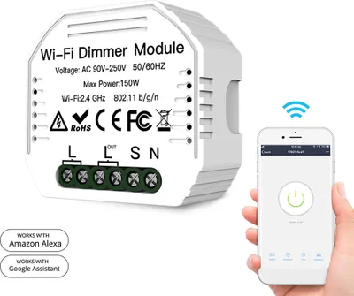 Obrázok produktu pre 90–250 V, modul stmievača s Wi-Fi, stmievač, inteligentný vypínač, 2-polohový vypínač, hlasové ovládanie, aplikácia, diaľkové ovládanie, časovač, mini dizajn