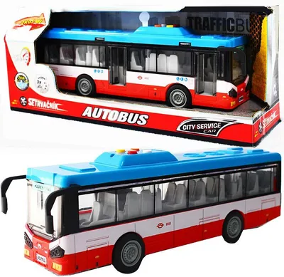 Obrázok produktu pre Mestský autobus s pohonom pomocou zotrvačníka, s osvetlením a zvukom – červený