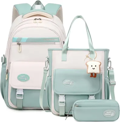 Produktbild von Schulrucksack Mädchen Rucksack für Teenager, Schultaschen-Set mit Studenten Umhängetasche und Federmäppchen, Kinder Schulranzen Casual Daypack School Bag for Girls