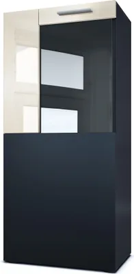 Produktbild von Vladon Stand-/Hänge Vitrine Movie, Schwarz matt/Creme Hochglanz - Moderne Glasvitrine - (BxHxT): 50,5 x 111 x 32,5 cm