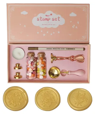 Immagine prodotto di Set di timbri sigillo in cera vintage, con candele e confezione regalo